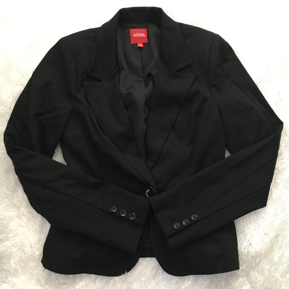 XOXO Sz M Black Casual Career Fitted Blazer Jacket